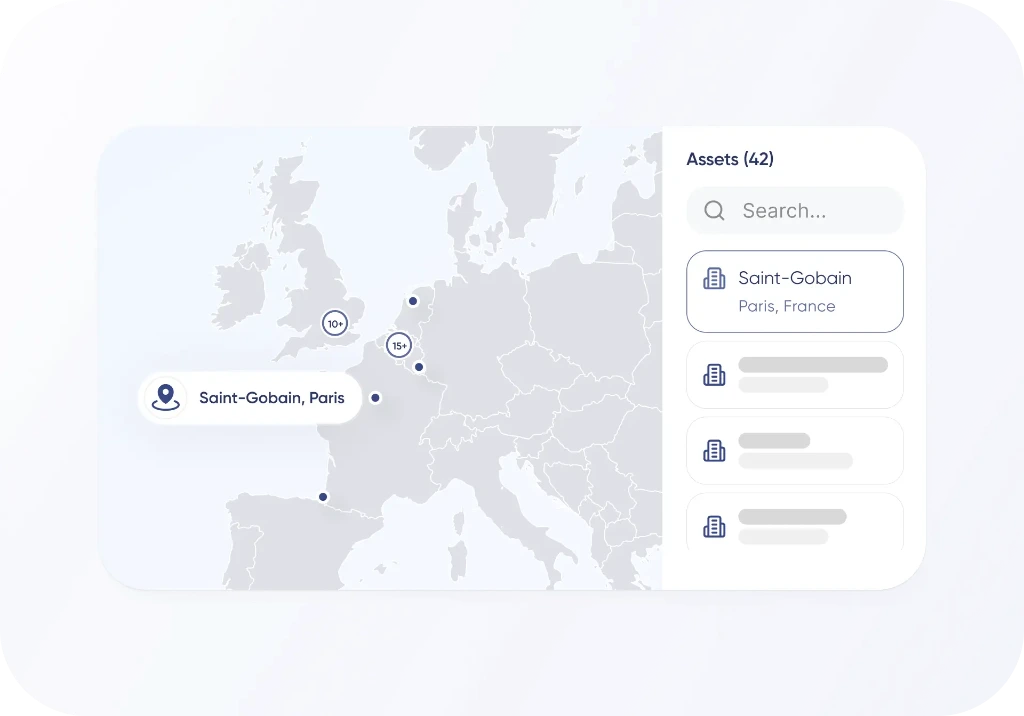Portfolio overview map displaying building assets and locations across multiple sites